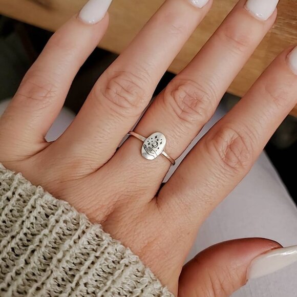 Sterling Silver Ring, Stars Moon Ring, Dainty Ring, 925 Silver Ring, Women Ring - Picture 4 of 10